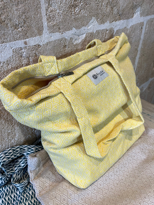 Stoffbeutel Fouta Gelb mit Reißverschluss - Majovida Islas Baleares S.L.