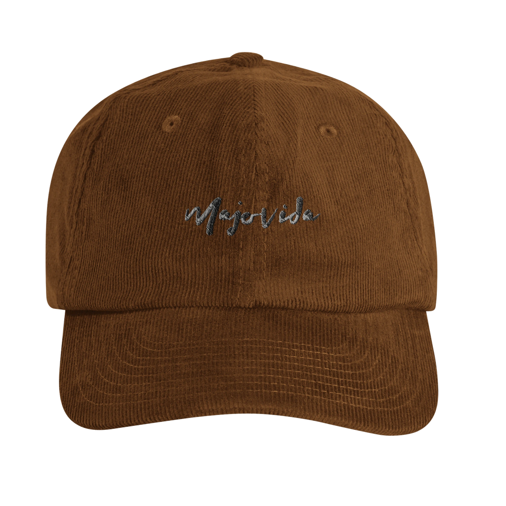 Majovida Cord Cap Camel mit gesticktem Schriftzug