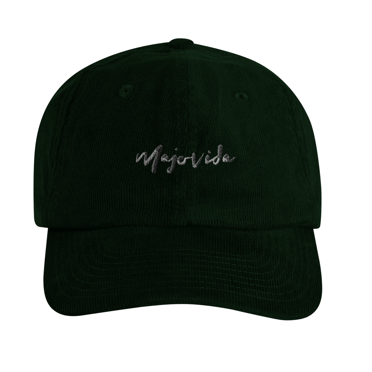 Majovida Cord Cap Dark Olive mit gesticktem Schriftzug
