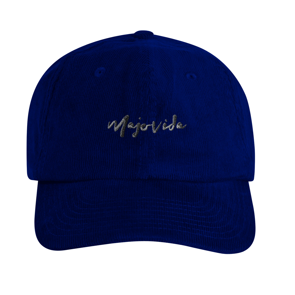 Majovida Cord Cap Oxford Navy mit gesticktem Schriftzug