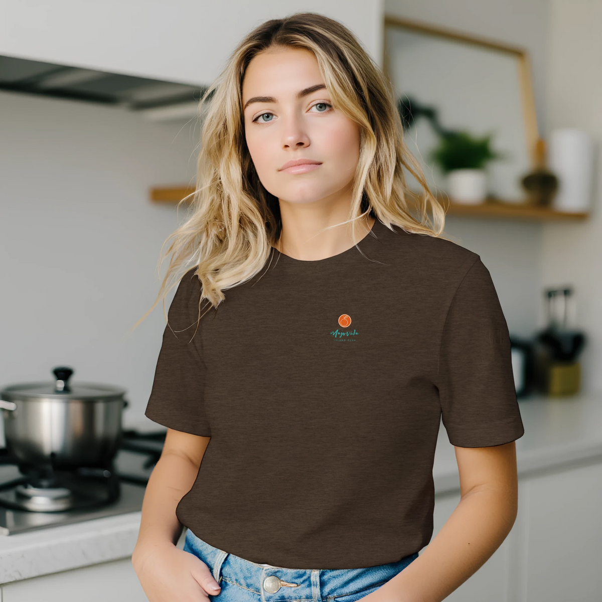 Majovida Island Club T-Shirt Unisex in Braun meliert