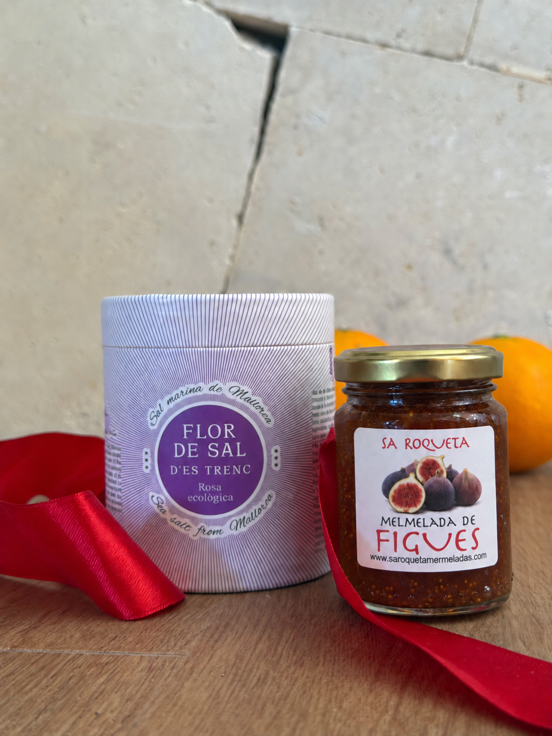 Mallorca Geschenkset mit Flor de Sal d'Es Trenc Rosa und Feigenmarmelade von Sa Roqueta