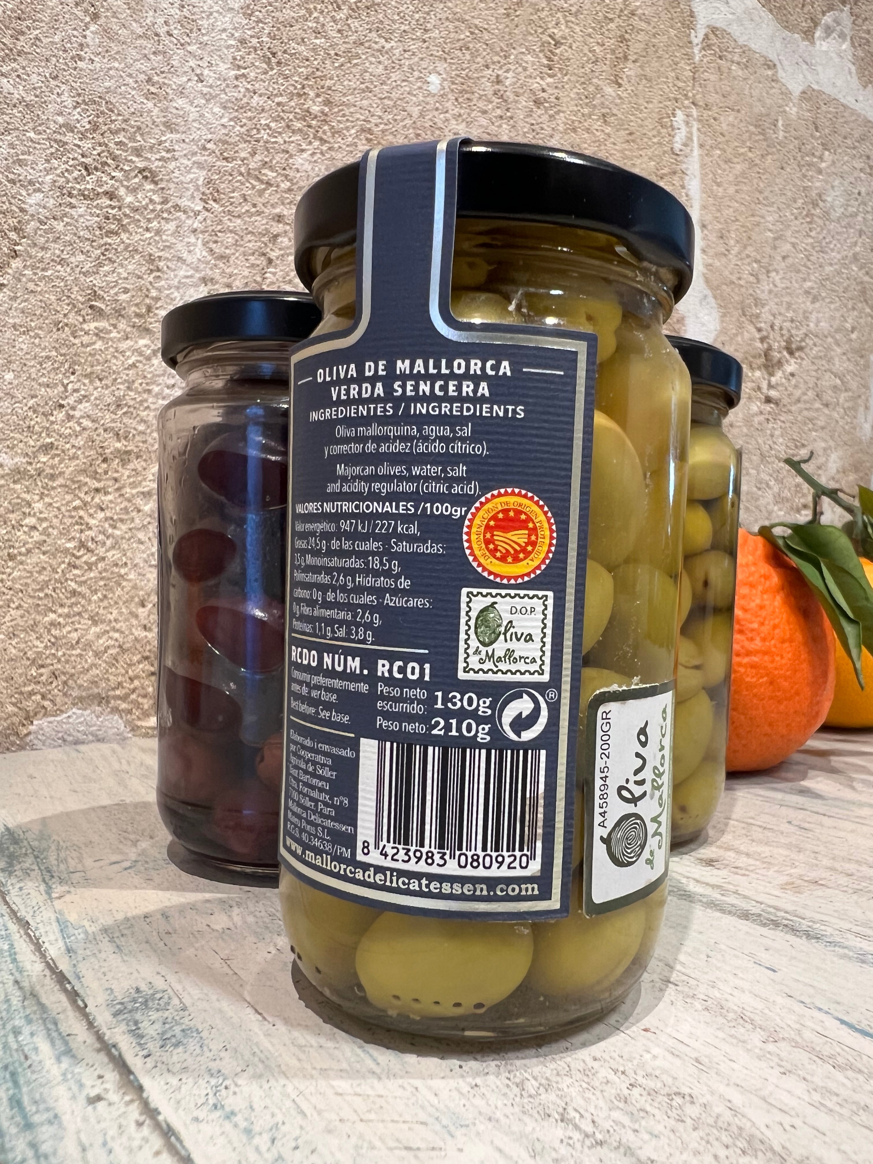 Oliva de Mallorca - Verda Sencera (grüne Oliven im Ganzen) - Majovida Islas Baleares S.L.