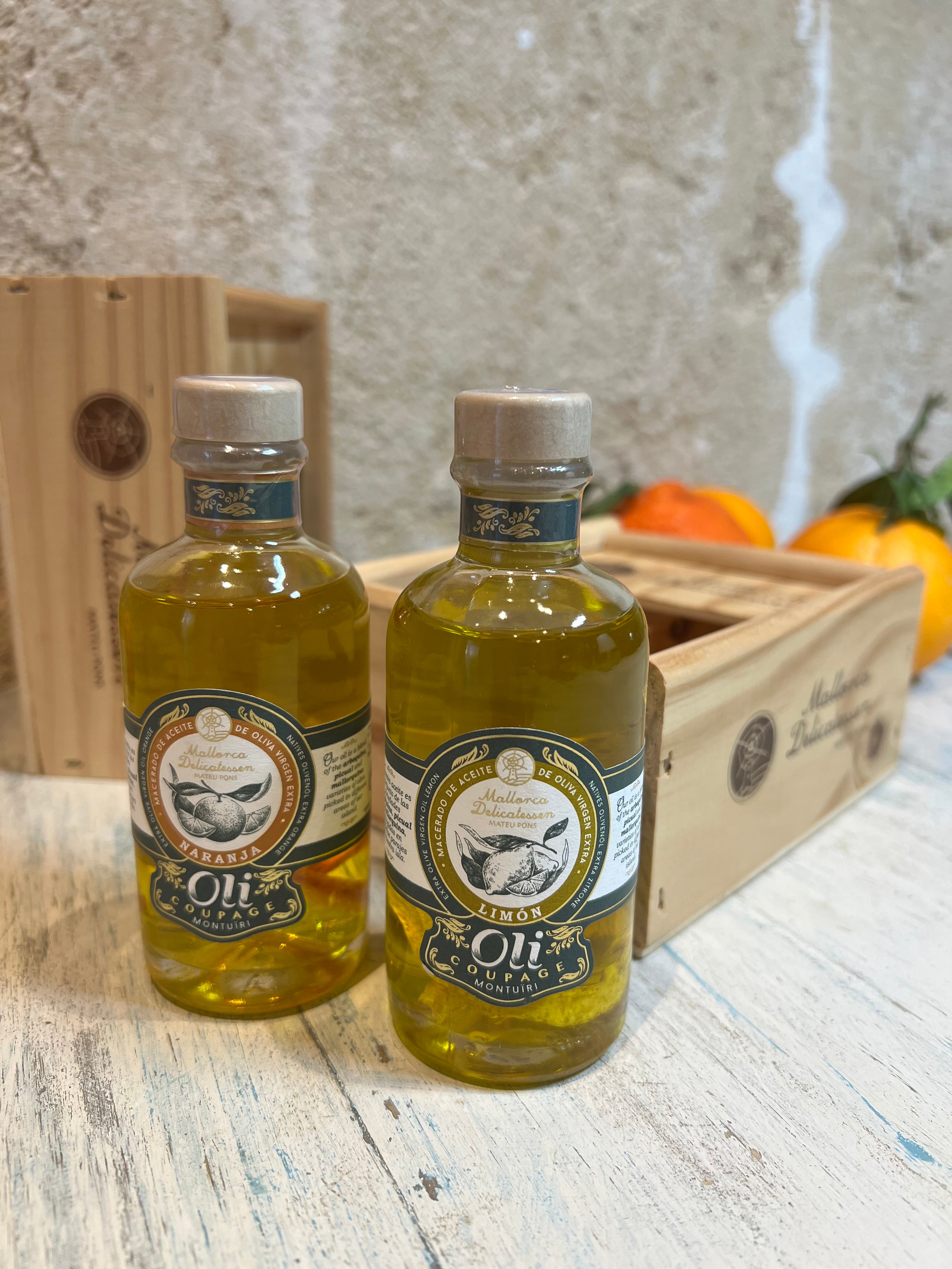 Geschenkbox "Mediterranes Olivenöl-Duo" – in Holzkiste - Majovida Islas Baleares S.L.