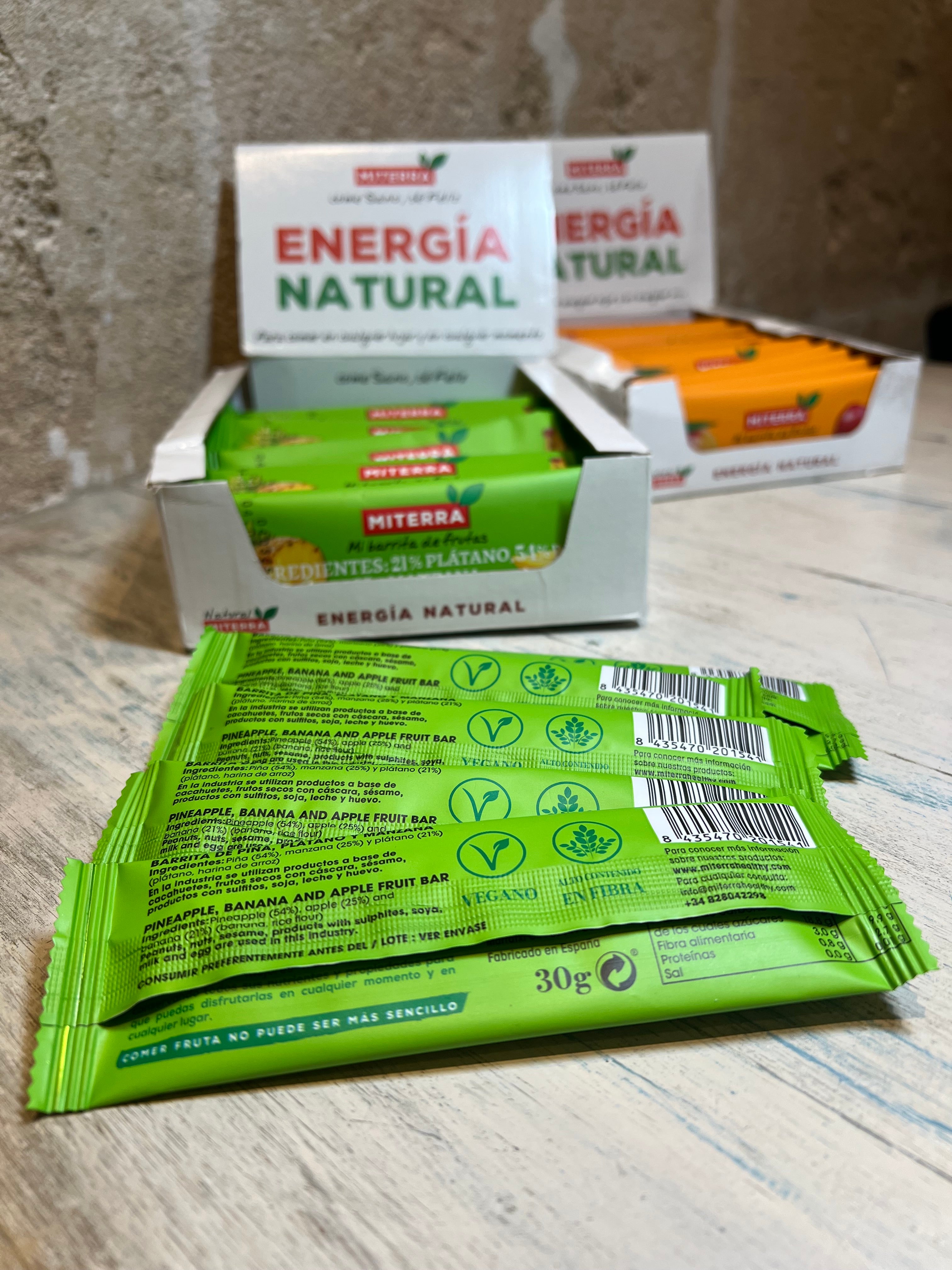 Barrita Riegel Piña, Plátano & Manzana von Miterra - Majovida Islas Baleares S.L.