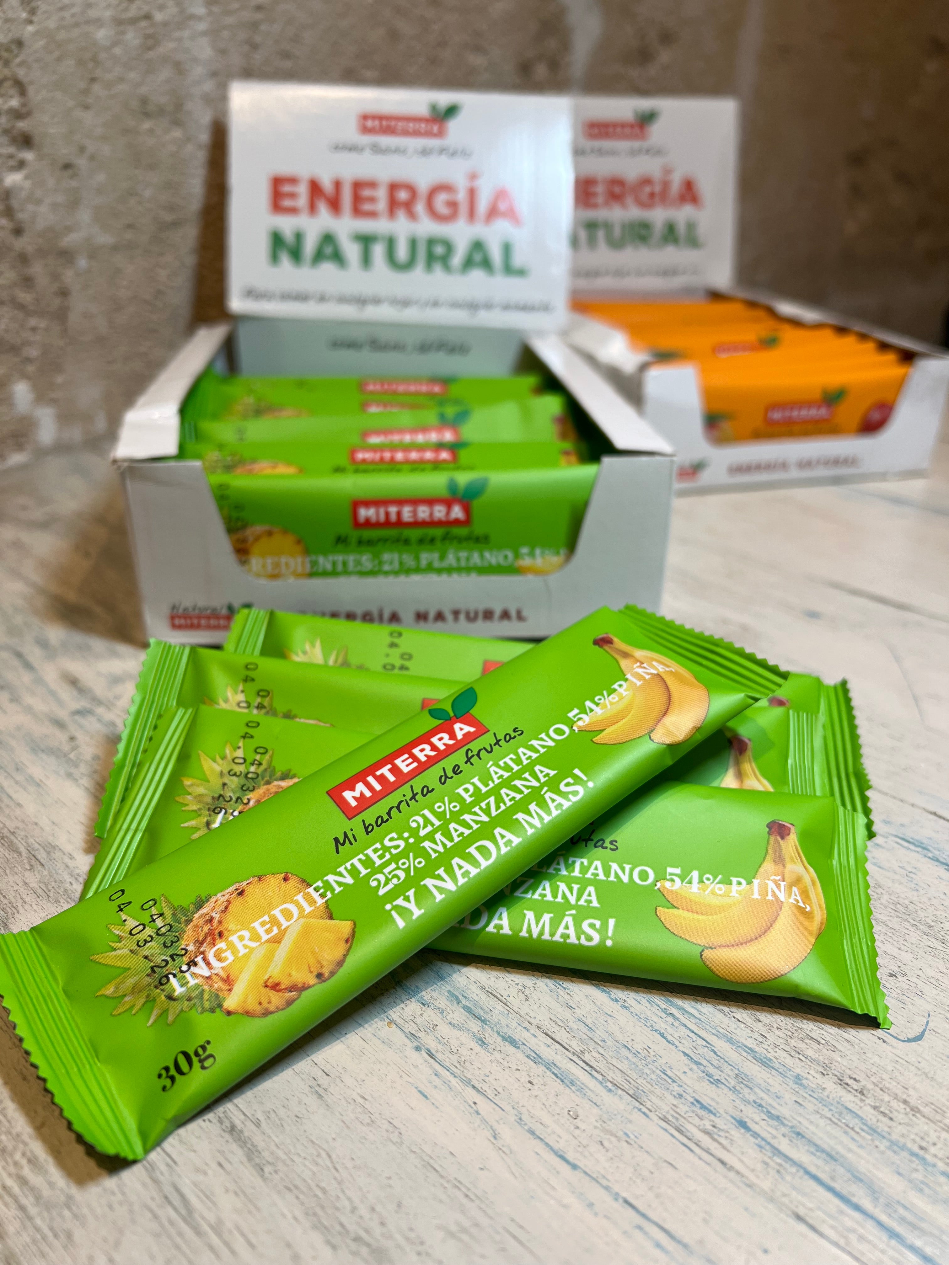 Barrita Riegel Piña, Plátano & Manzana von Miterra - Majovida Islas Baleares S.L.