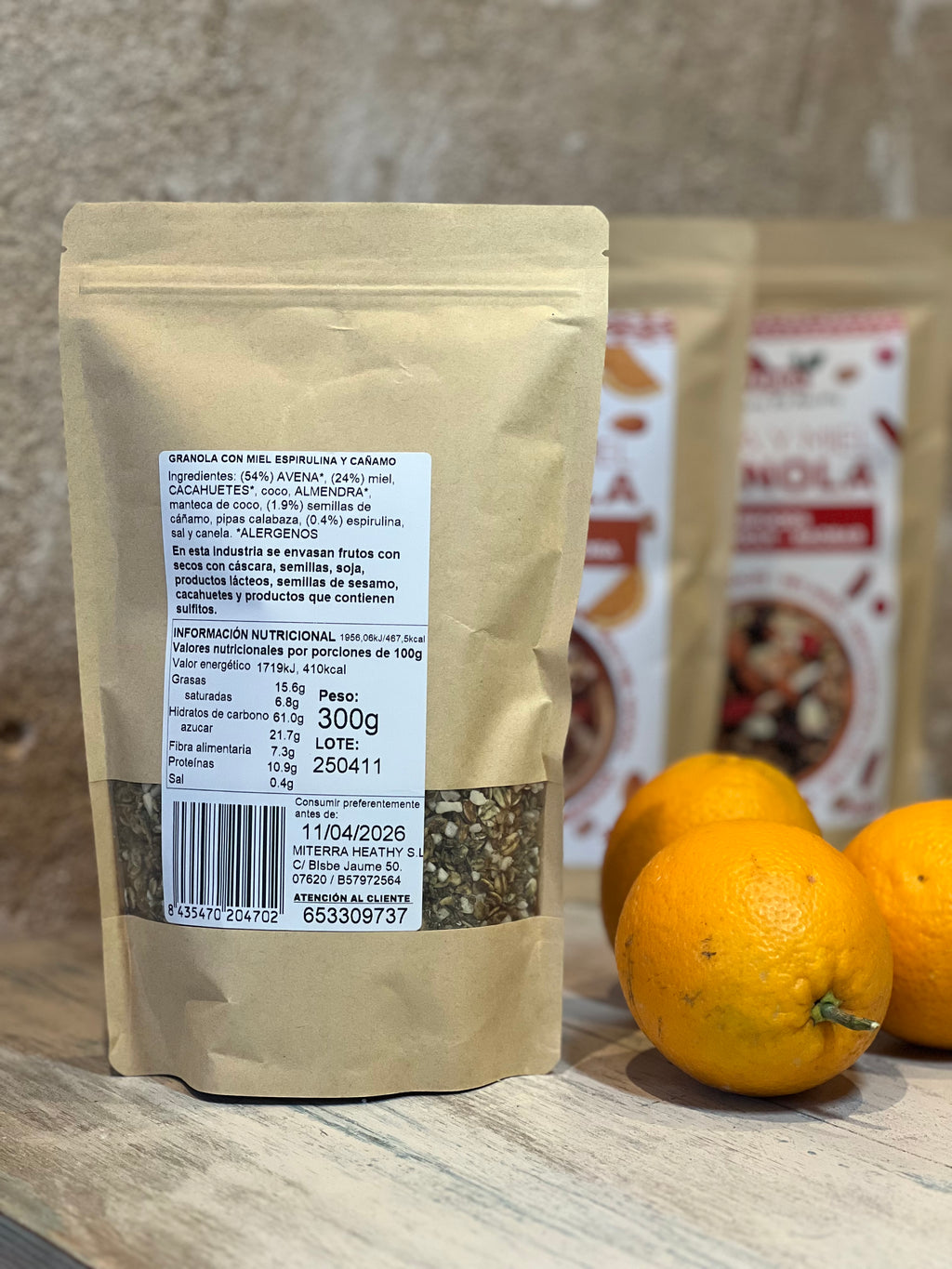 Miterra Granola mit Spirulina und Hanfsamen - Majovida Islas Baleares S.L.