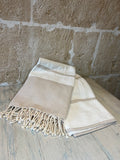 Strandtuch – Beige & Weiß (200 × 100 cm) - Majovida Islas Baleares S.L.