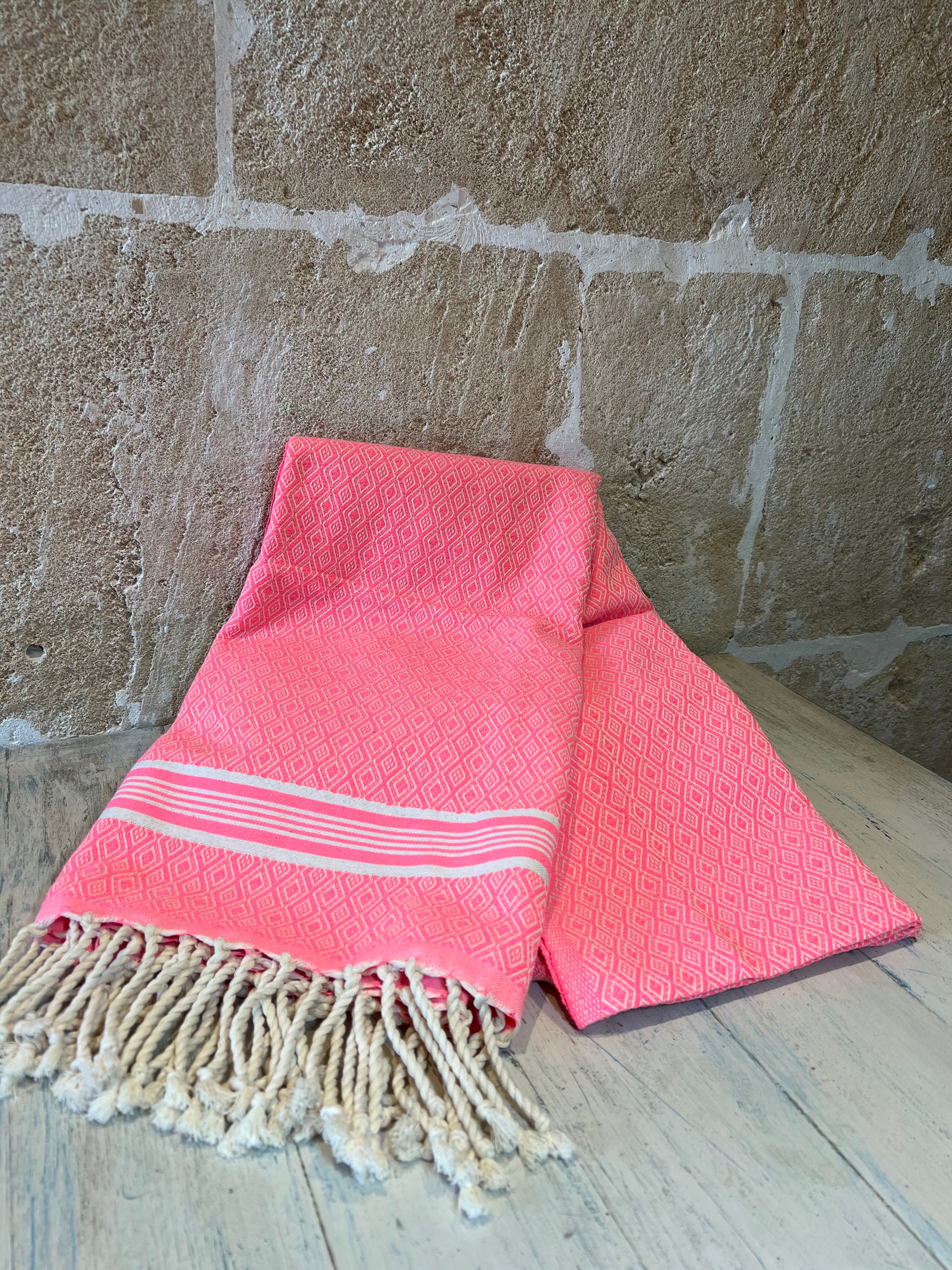 Strandtuch – Pink & Weiß (200 × 100 cm) - Majovida Islas Baleares S.L.