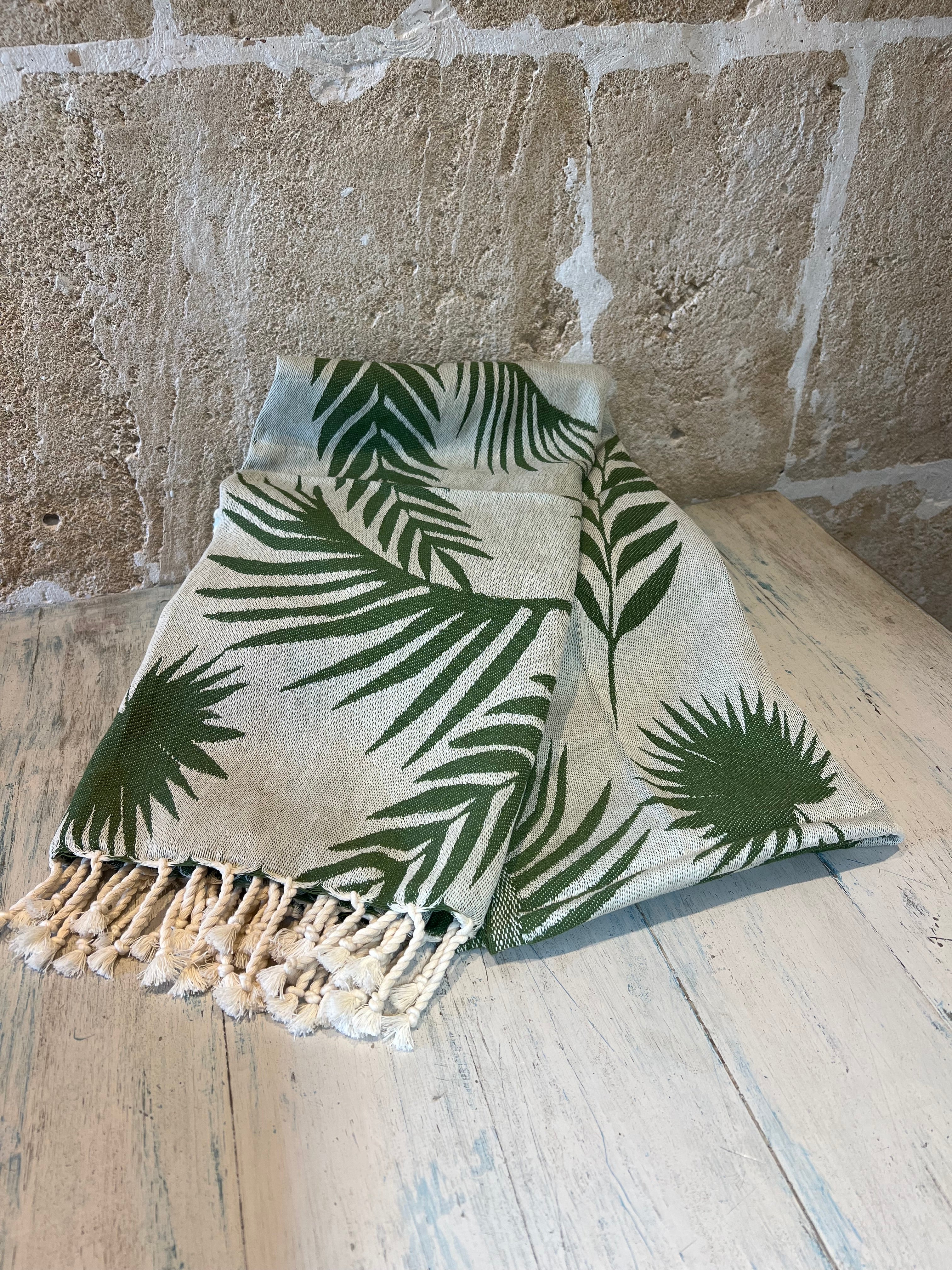 Strandtuch Fouta Amazonia – Palmengrün & Natur (200 × 100 cm) - Majovida Islas Baleares S.L.