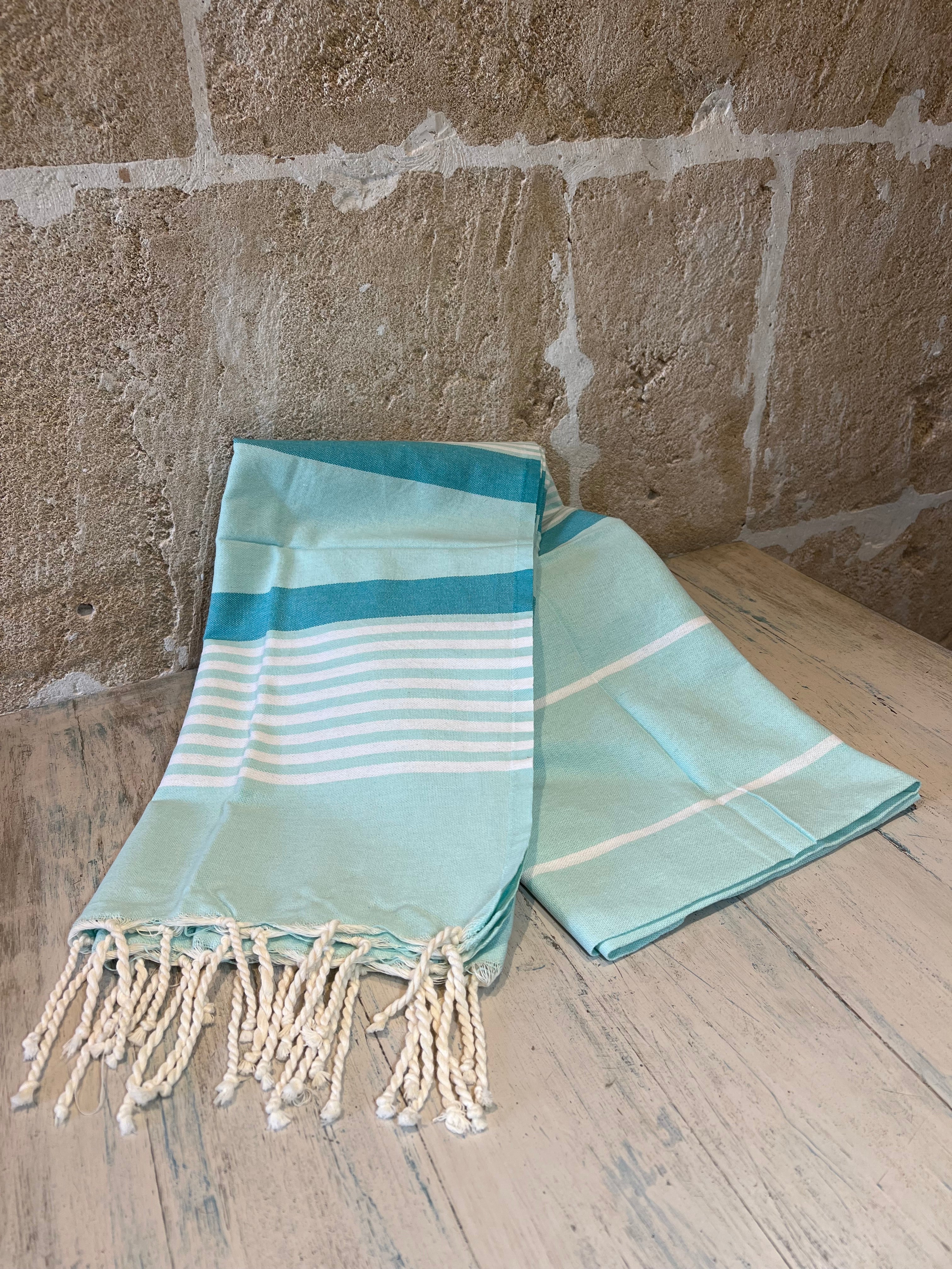 Strandtuch Artur Flor Aqua & Weiß (200 × 100 cm) - Majovida Islas Baleares S.L.