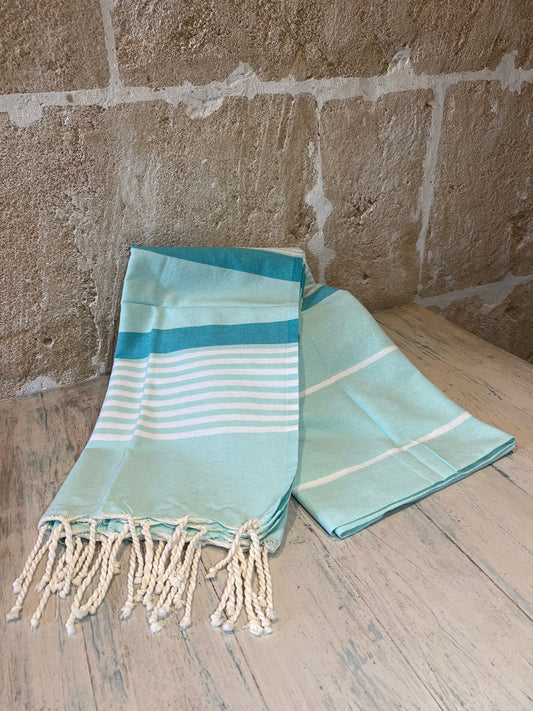 Beach towel Artur Flor Aqua &amp; White (200 × 100 cm)