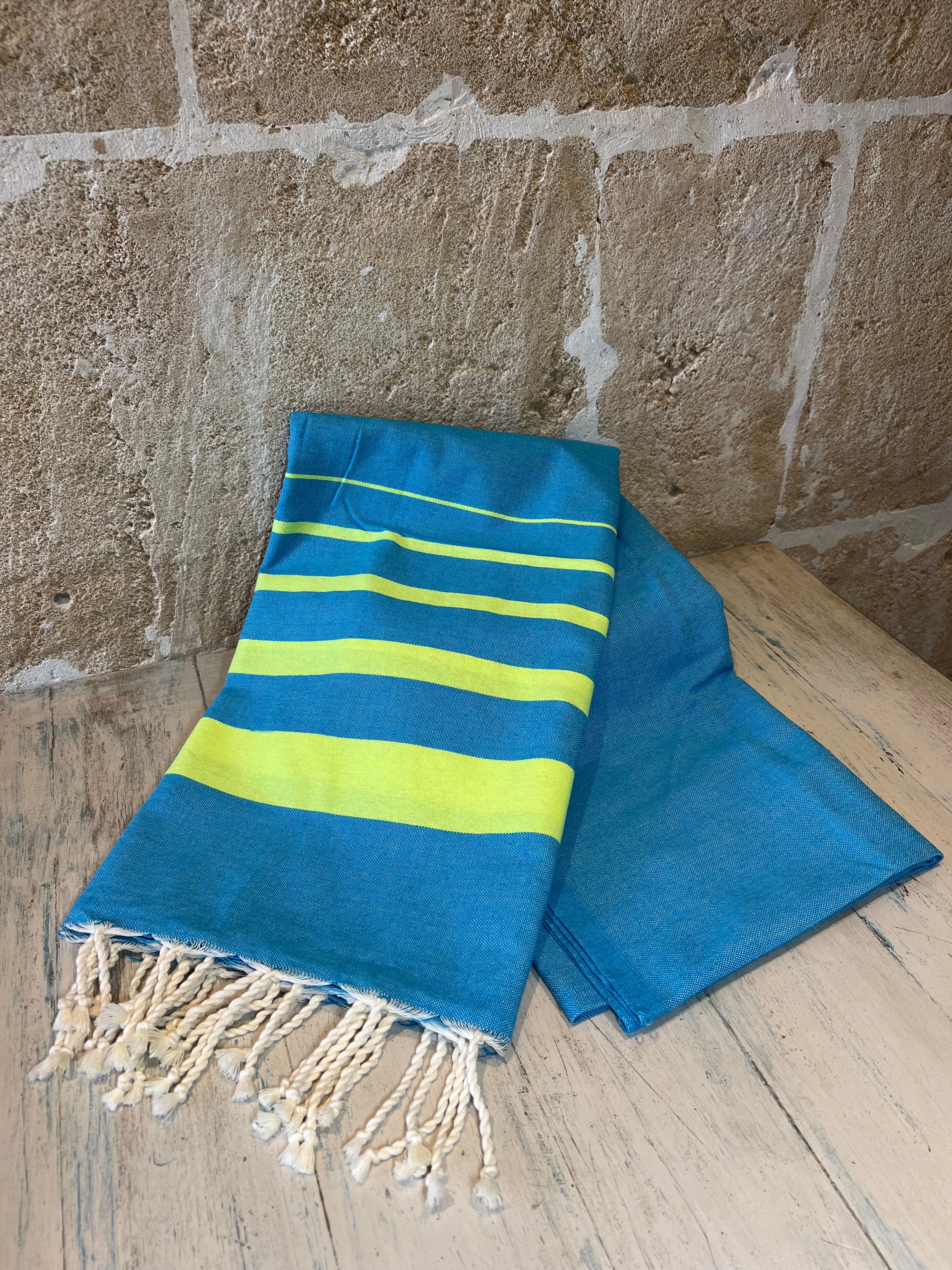 Strandtuch Artur Flor Blau & Gelb (200 × 100 cm) - Majovida Islas Baleares S.L.