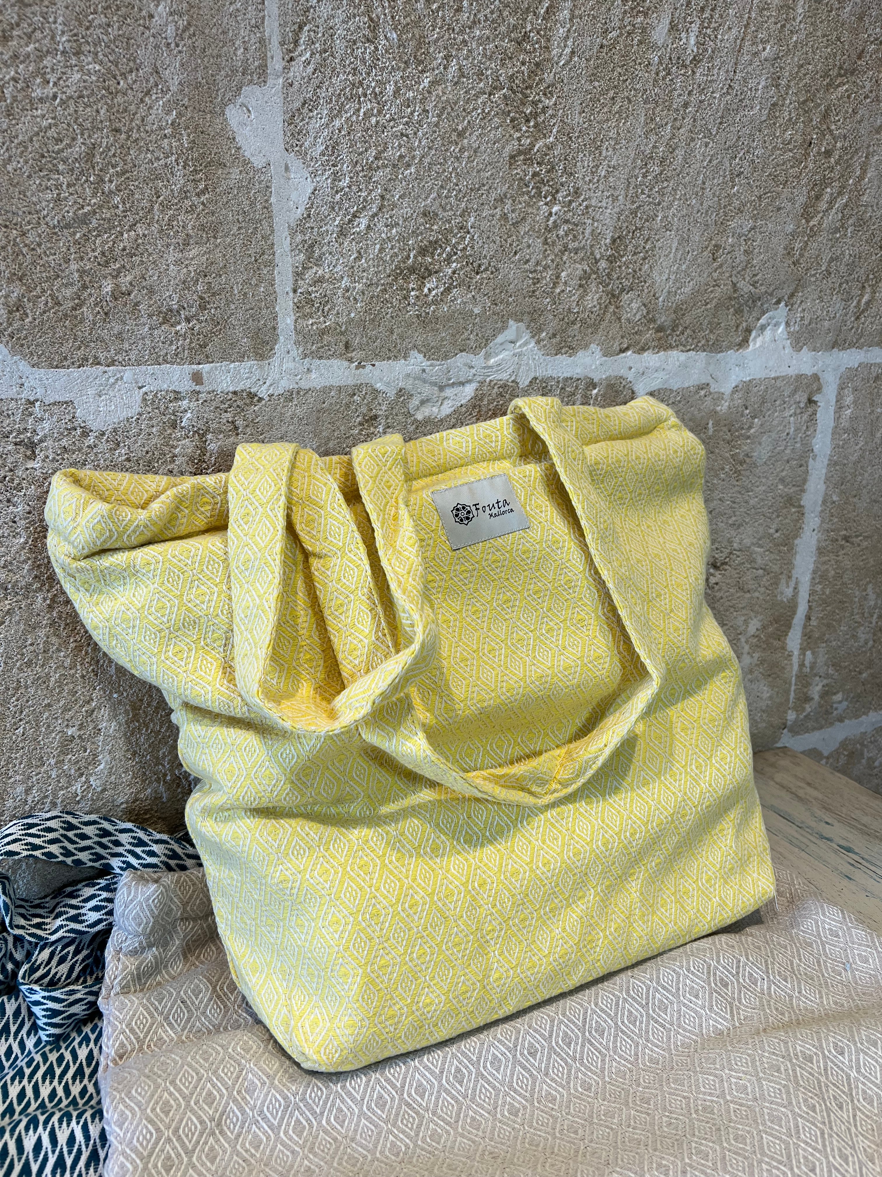 Stoffbeutel Fouta Gelb mit Reißverschluss - Majovida Islas Baleares S.L.