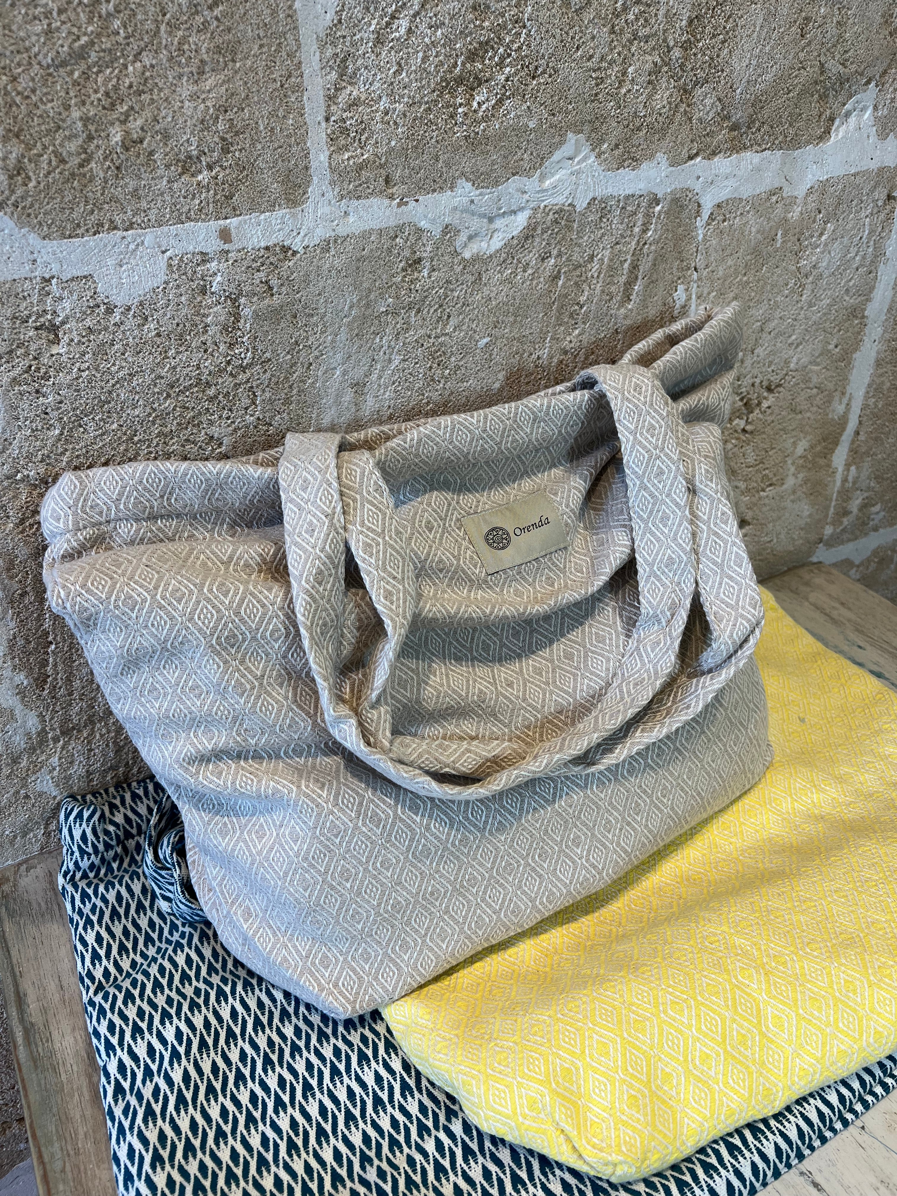 Stoffbeutel Fouta Beige mit Reißverschluss - Majovida Islas Baleares S.L.