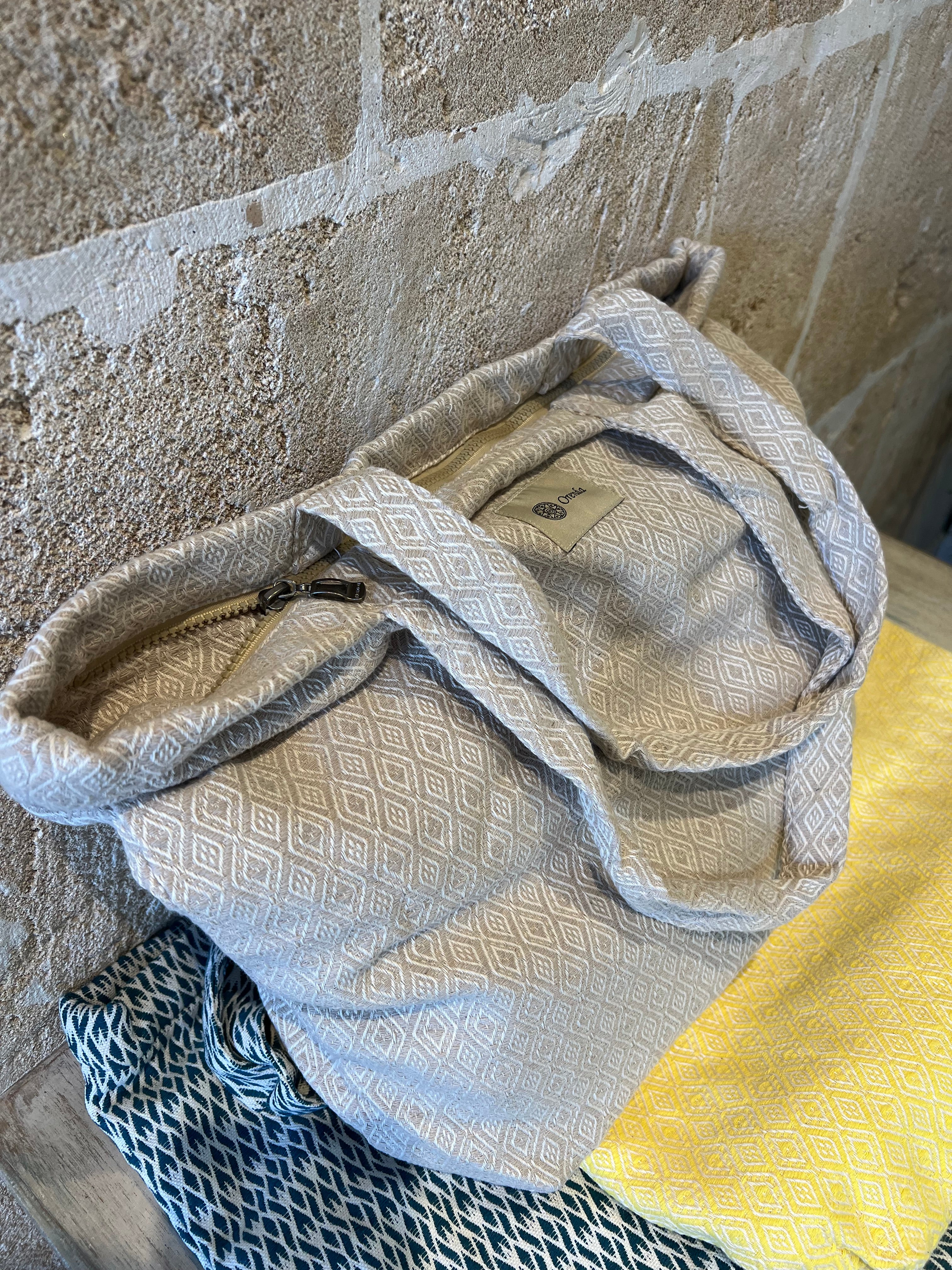 Stoffbeutel Fouta Beige mit Reißverschluss - Majovida Islas Baleares S.L.