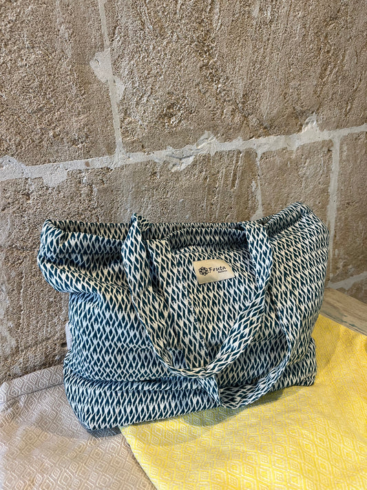 Fouta turquoise fabric bag with zipper