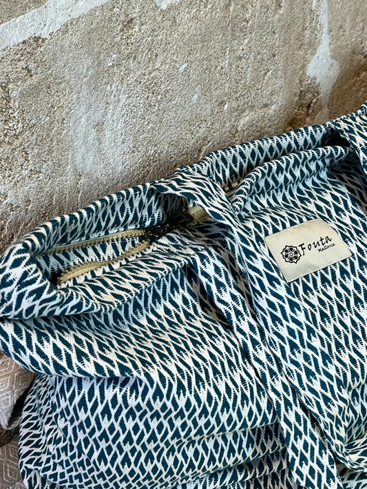 Fouta turquoise fabric bag with zipper