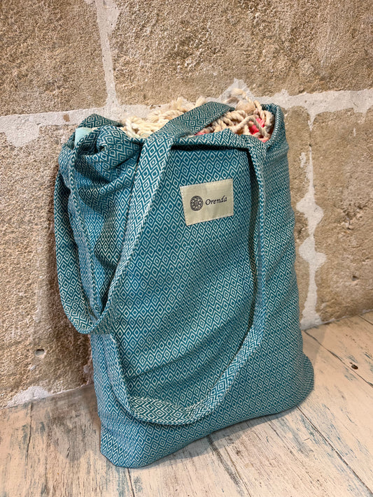 Fabric bag Fouta turquoise basic