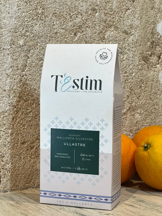 Verpackung Olivenblätter Tee von T’Estim Vorderseite, Majovida Islas Baleares SL