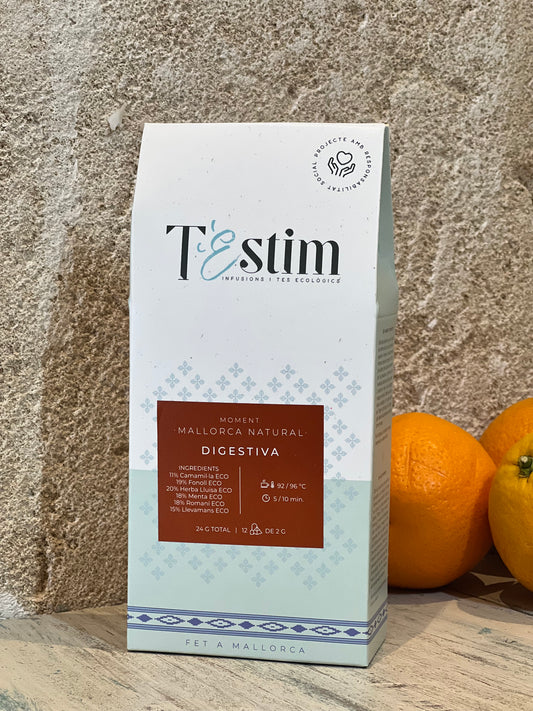 Verpackung Verdauungstee von T’Estim Vorderseite, Majovida Islas Baleares SL