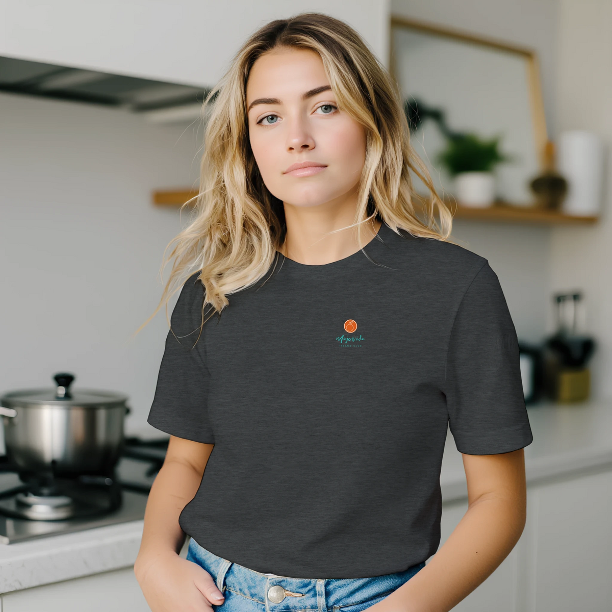 Majovida Island Club T-Shirt Unisex in Dunkelgrau meliert